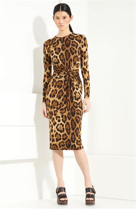 michael kors red leopard print dress|Michael Kors jacquard dress.